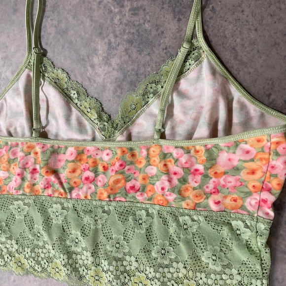 Bralette Lace Cami Mint Green Floral Set Size Large - Picture 13 of 14